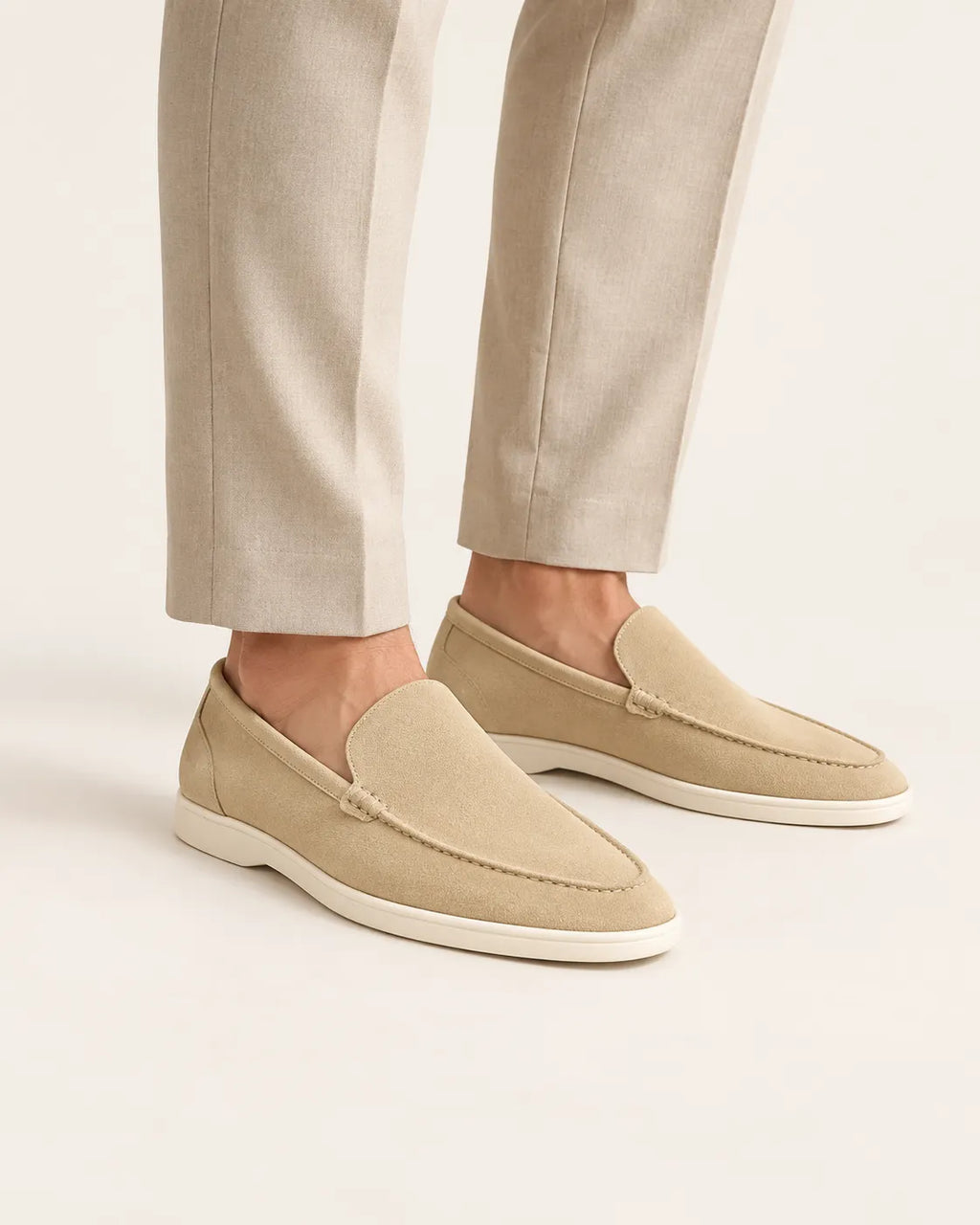 Beige | Mocasines slip-on efecto ante – puestos