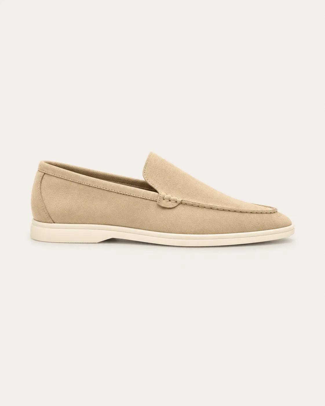 Beige | Mocasines slip-on efecto ante – vista lateral