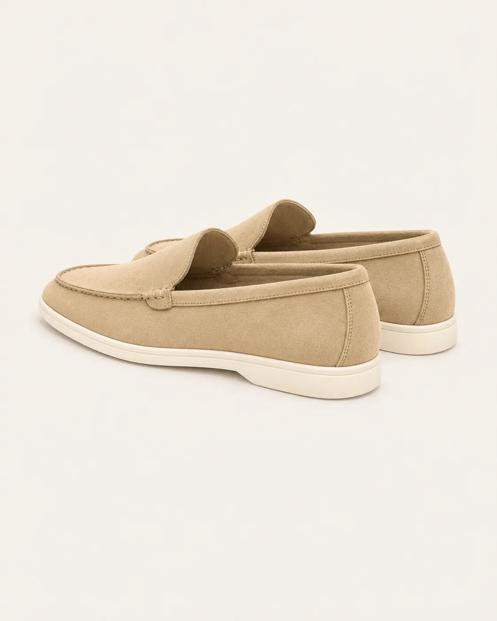 Beige | Mocasines slip-on efecto ante – vista trasera