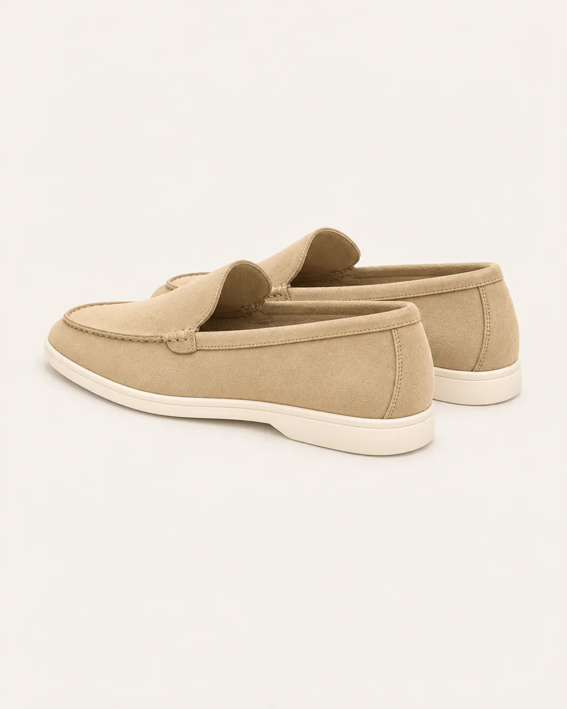 Beige | Mocasines slip-on efecto ante – vista trasera