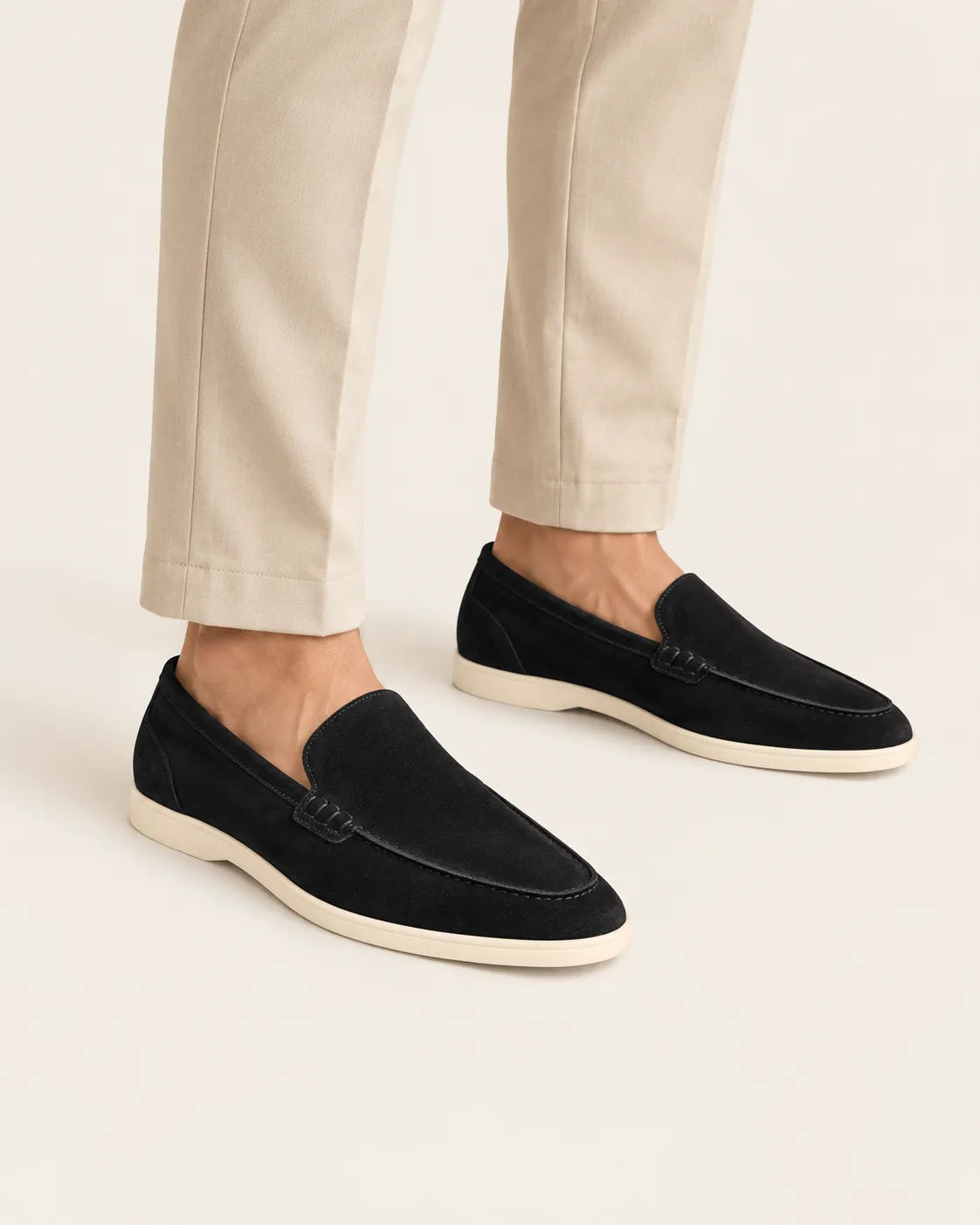 Negro | Mocasines slip-on efecto ante – puestos