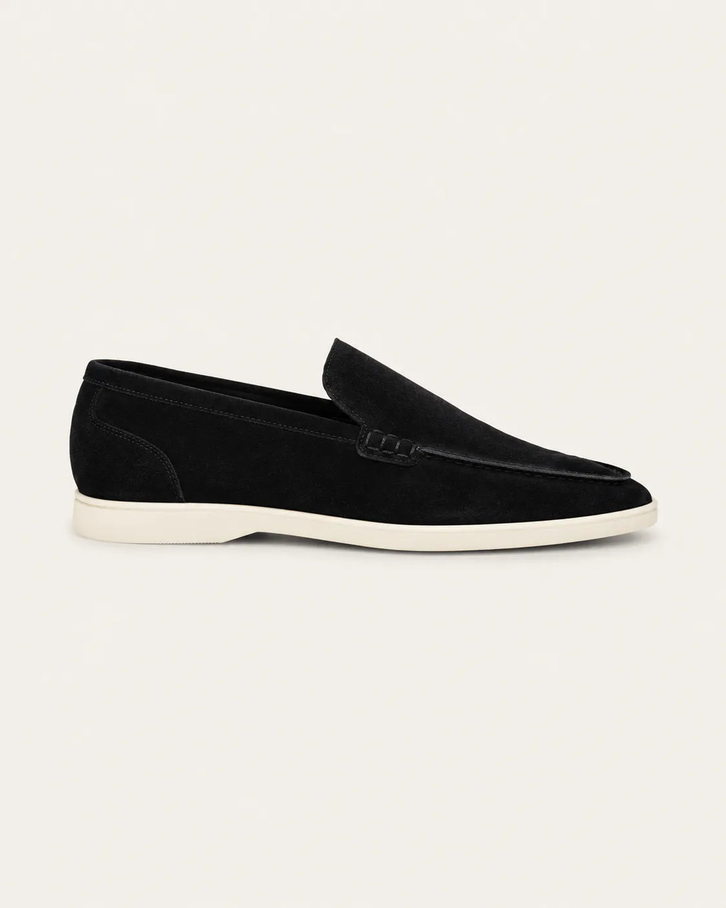 Negro | Mocasines slip-on efecto ante – vista lateral