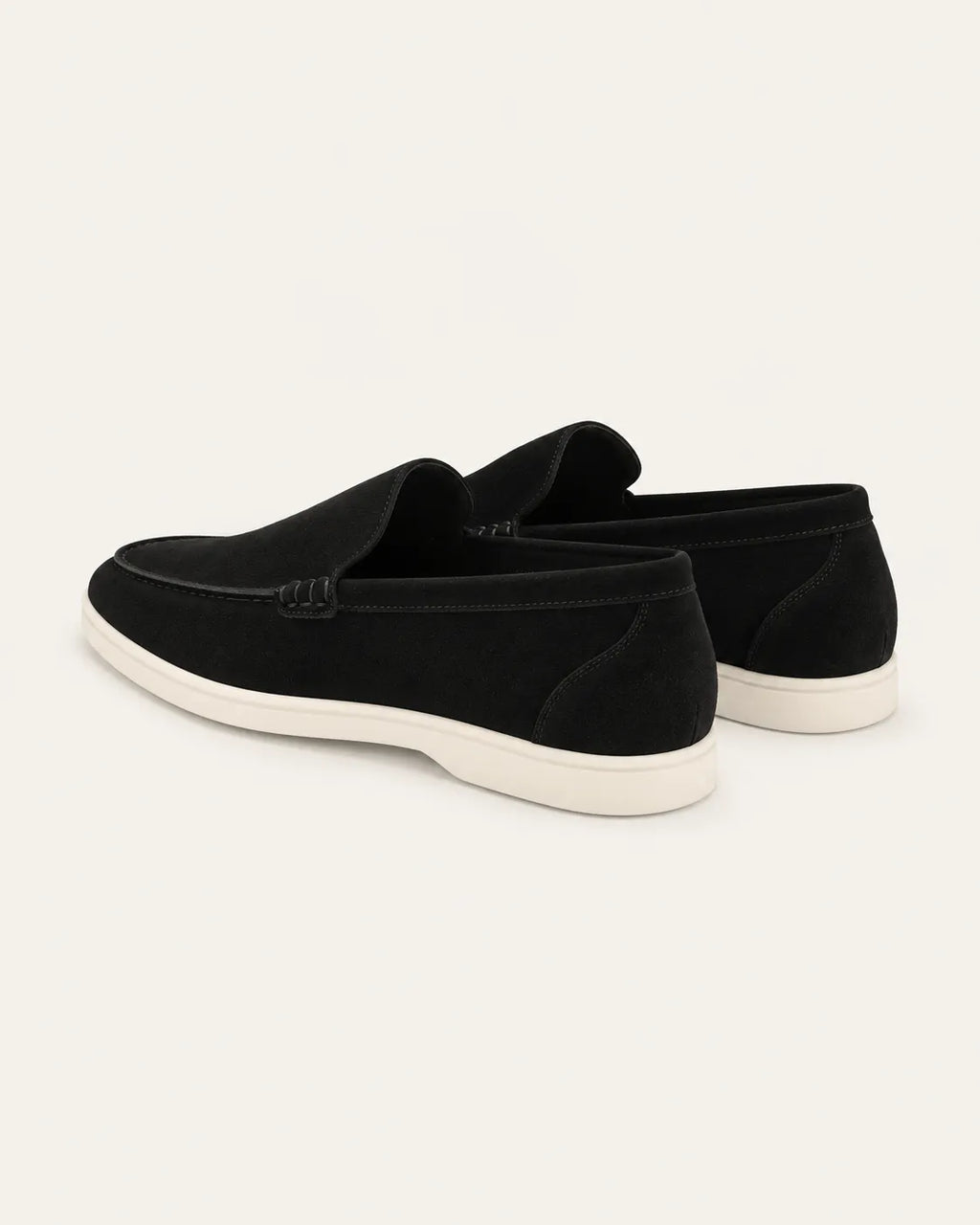 Negro | Mocasines slip-on efecto ante – vista trasera