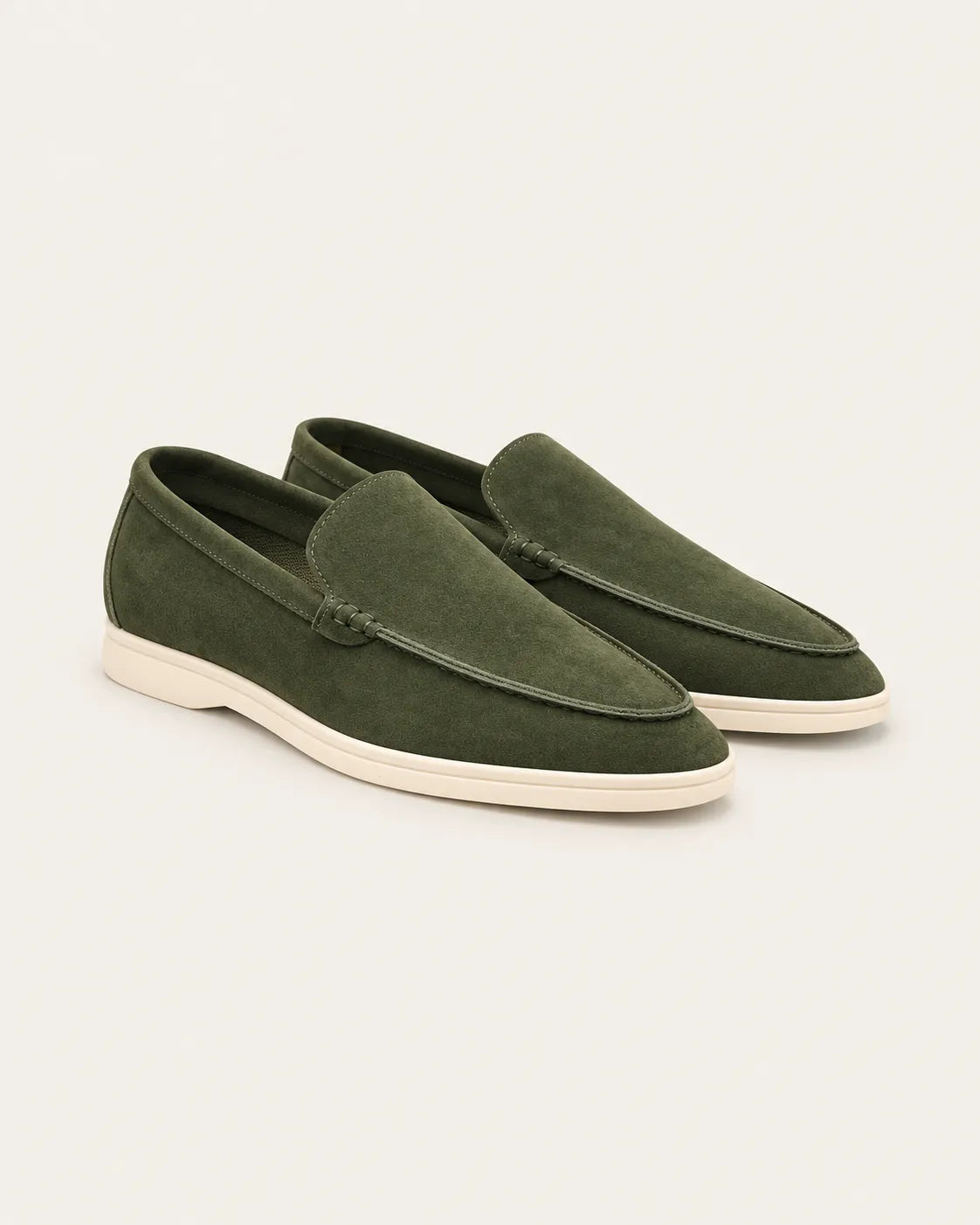 Verde oliva | Mocasines slip-on efecto ante – par