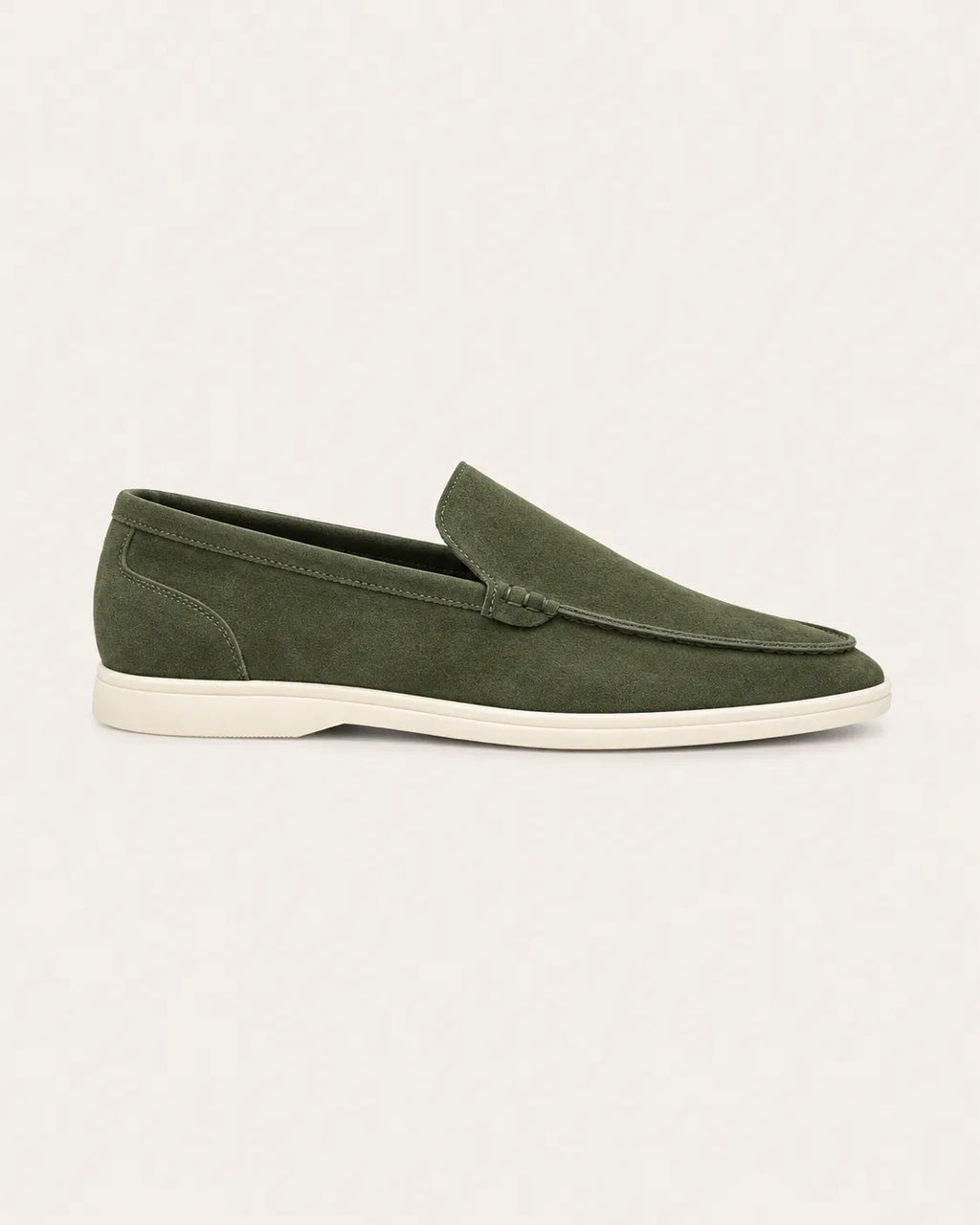 Verde oliva | Mocasines slip-on efecto ante – vista lateral