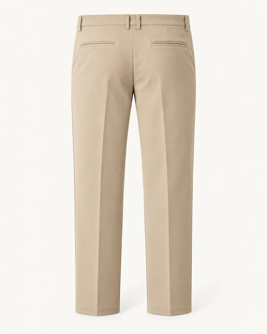 Beige | Pantalón de vestir elástico de corte recto – parte trasera