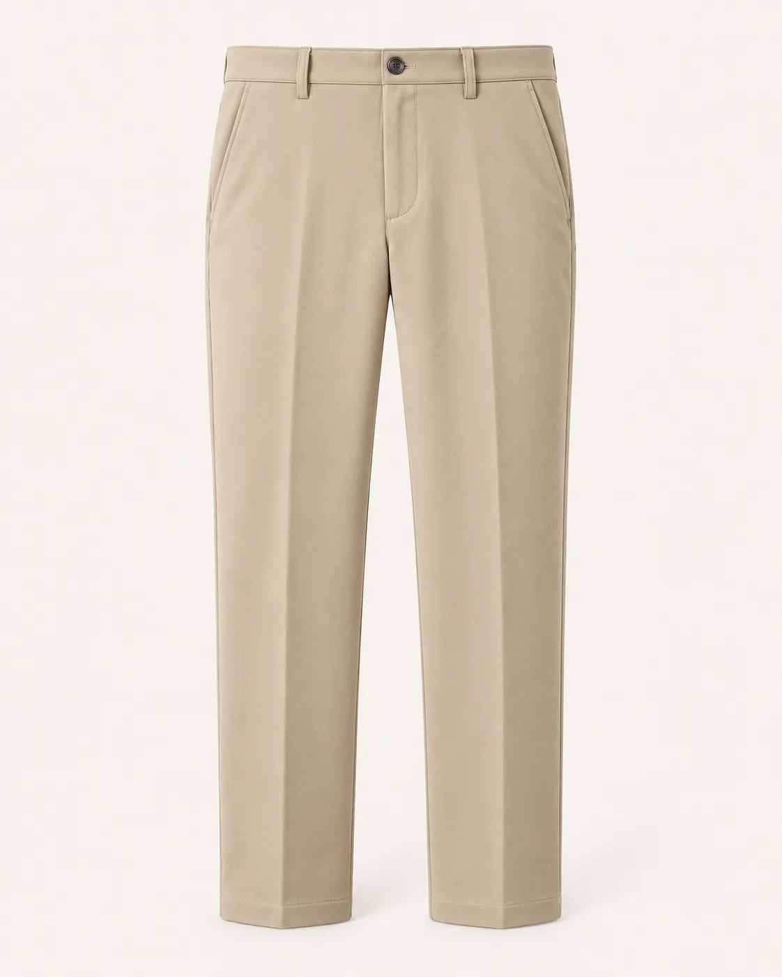 Beige | Pantalón de vestir elástico de corte recto