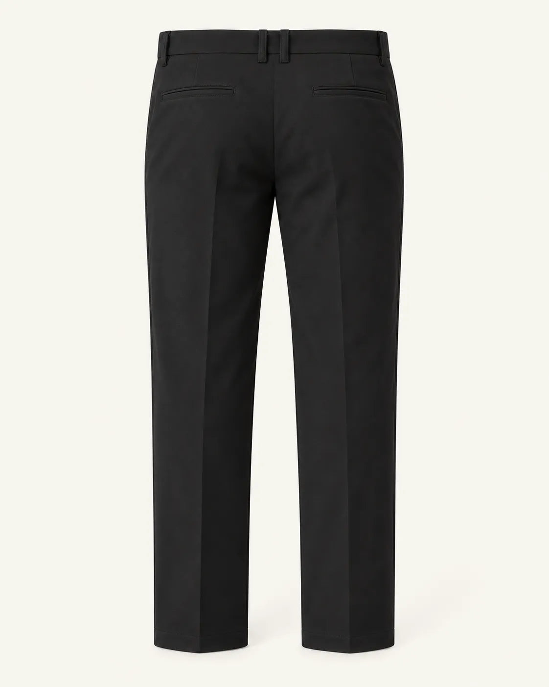 Negro | Pantalón de vestir elástico de corte recto – parte trasera