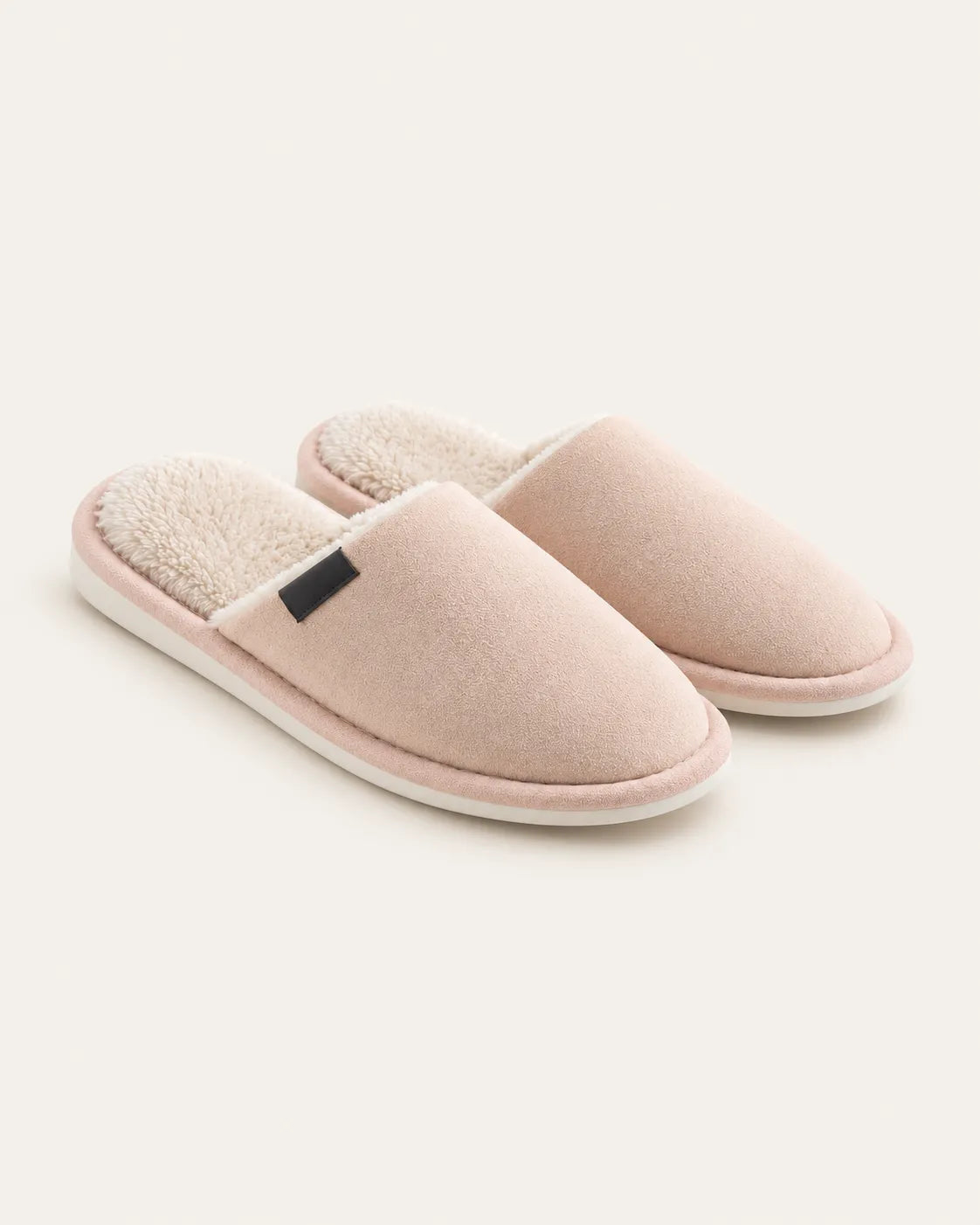 Beige | Zapatillas de casa efecto ante – par