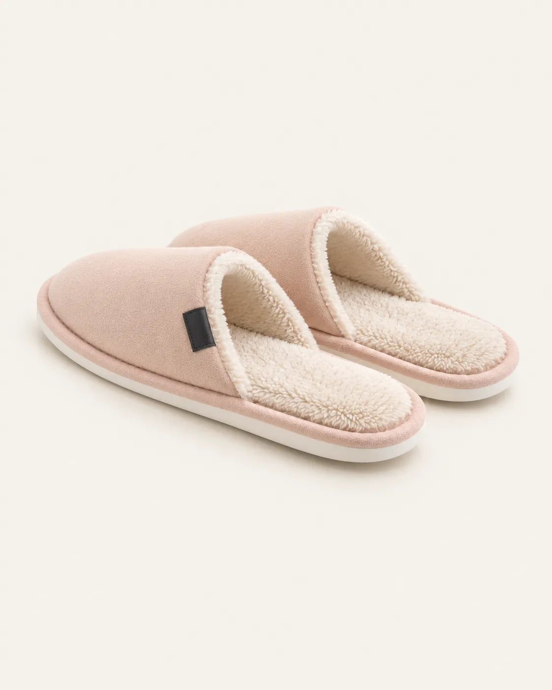 Beige | Zapatillas de casa efecto ante – vista trasera