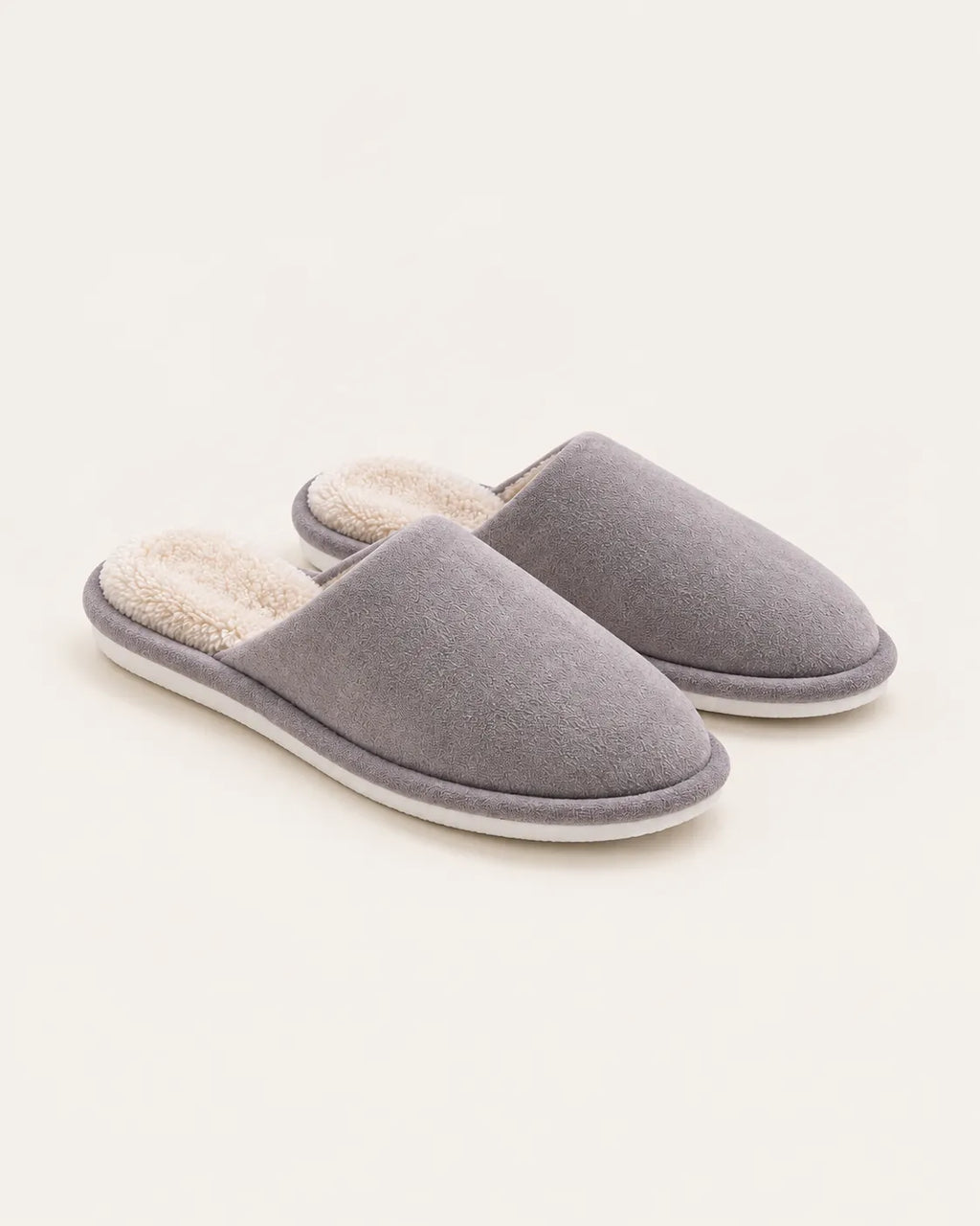 Gris | Zapatillas de casa efecto ante – par
