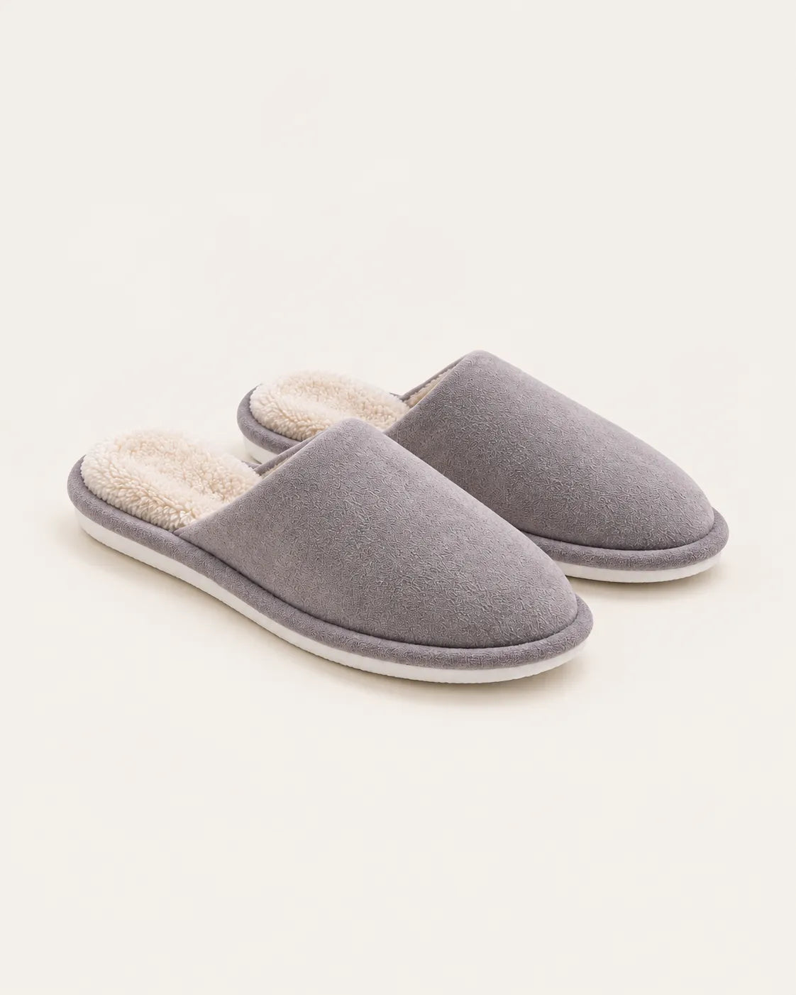 Gris | Zapatillas de casa efecto ante – par
