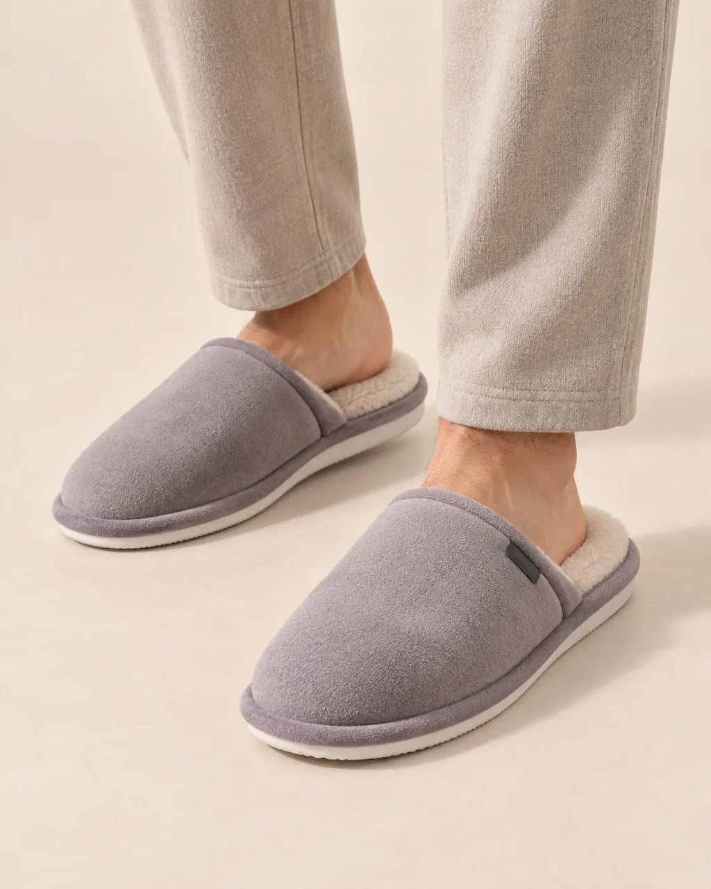 Gris | Zapatillas de casa efecto ante – puestas