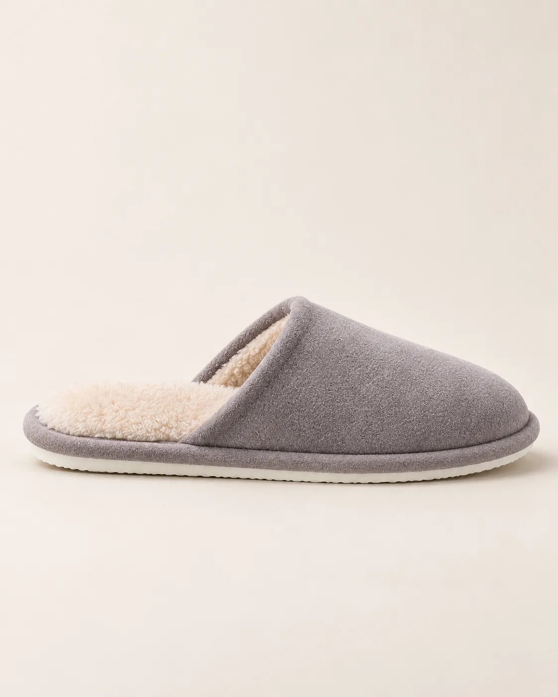 Gris | Zapatillas de casa efecto ante – vista lateral