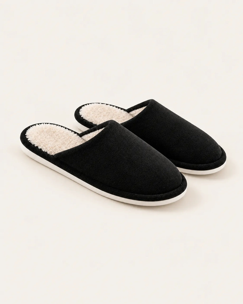 Negro | Zapatillas de casa efecto ante – par