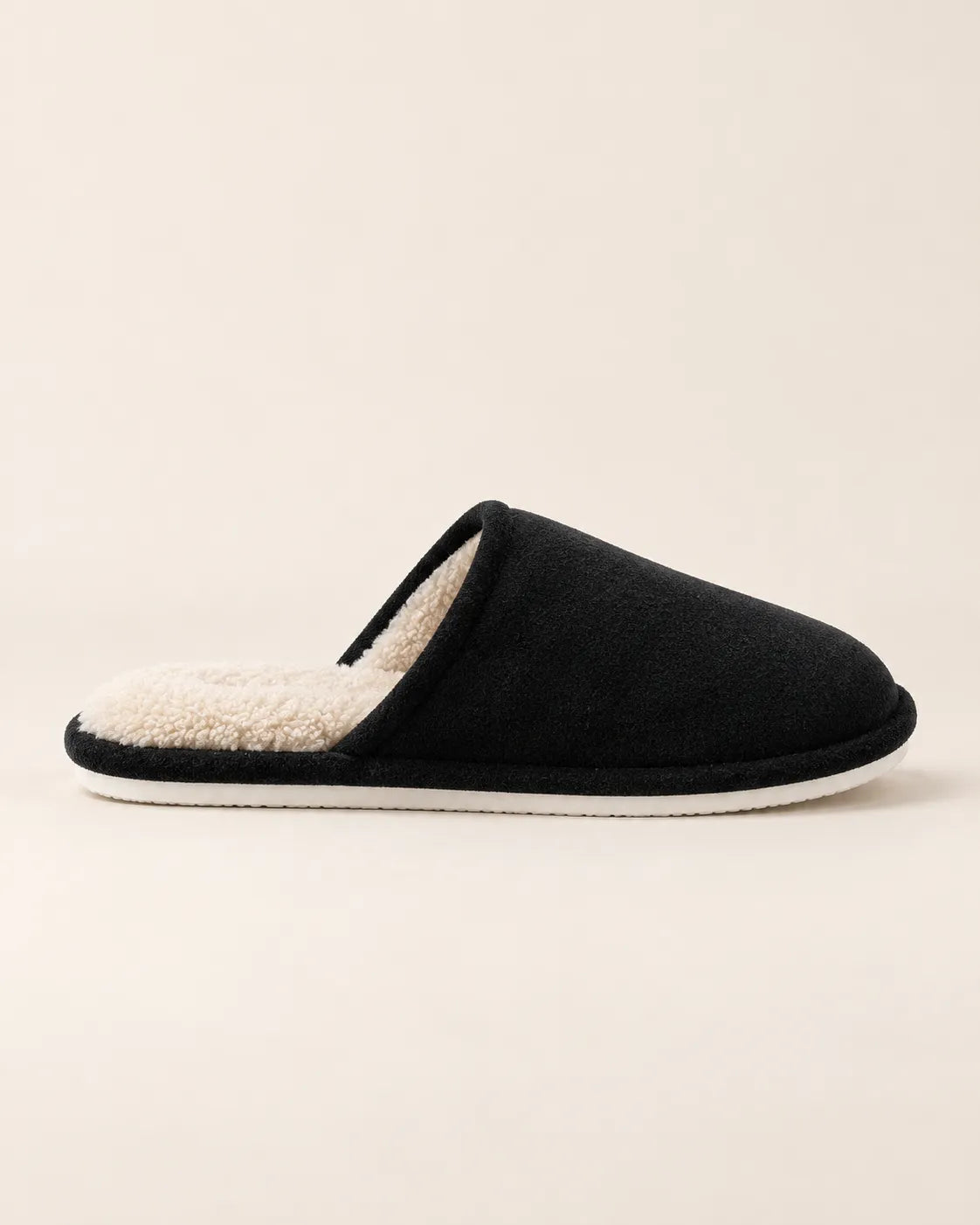 Negro | Zapatillas de casa efecto ante – vista lateral